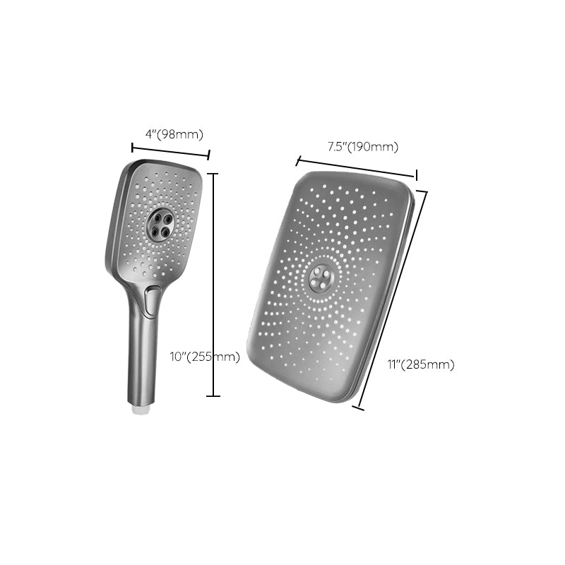 Sikunuo | Modern Gray Showerhead Combo Standard Spray Pattern Rectangular Large Showerhead