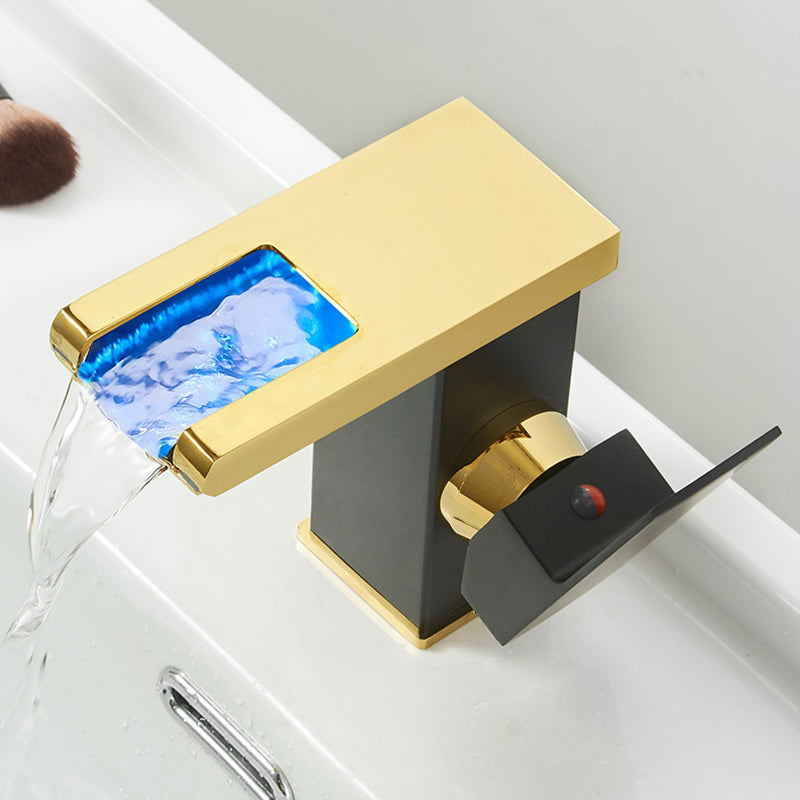 Sikunuo | Modern Waterfall Spout Sink Faucet with LED Brass Sink Faucet