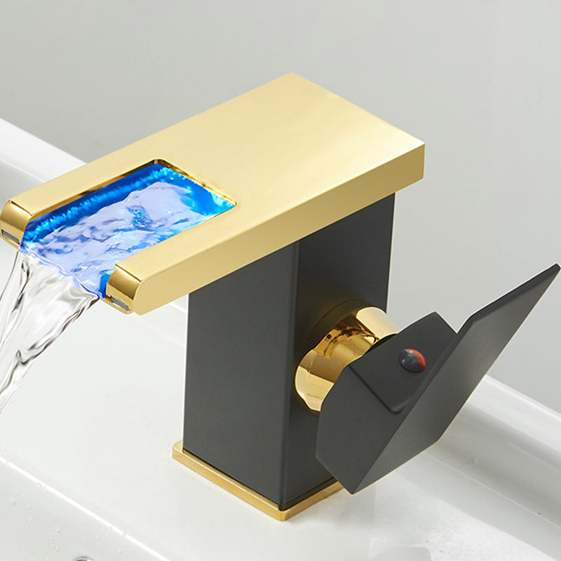 Sikunuo | Modern Waterfall Spout Sink Faucet with LED Brass Sink Faucet