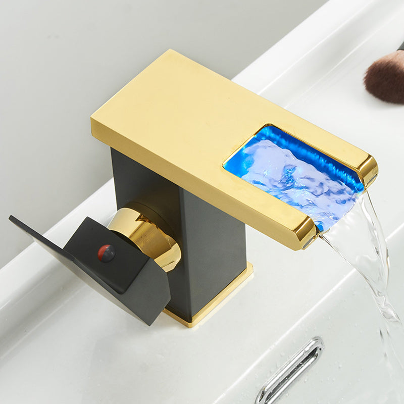 Sikunuo | Modern Waterfall Spout Sink Faucet with LED Brass Sink Faucet