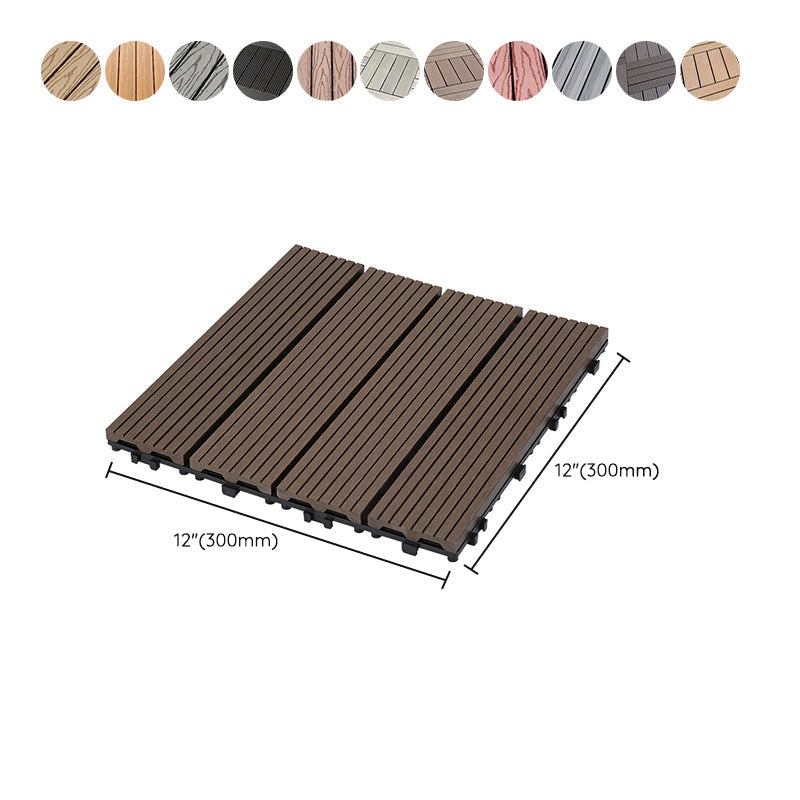 Sikunuo | 12" X 12" Deck/Patio floor tiles 4-Slat Square for outdoor patio tiles
