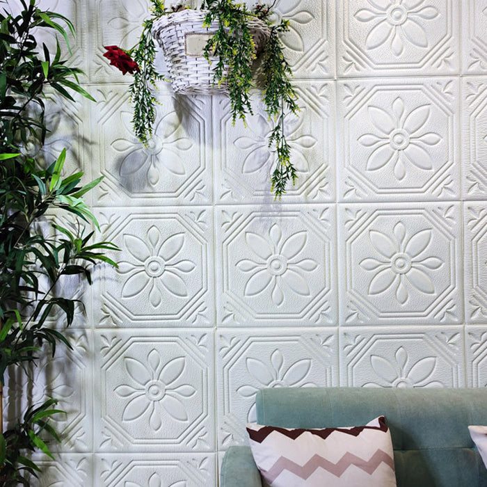 Sikunuo | Modern Wall Panel Floral 3D Print Peel and Stick Waterproof Wall Panels