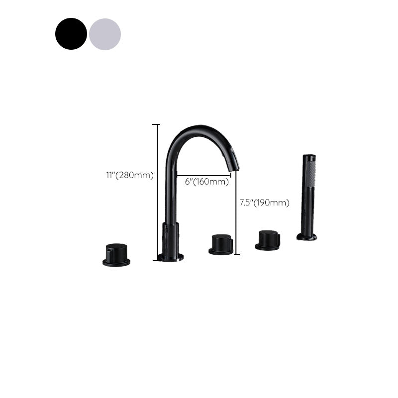 Sikunuo | Contemporary Bathroom Faucet Deck Mount Copper Low Arc Swivel Roman Bathtub Faucet Set