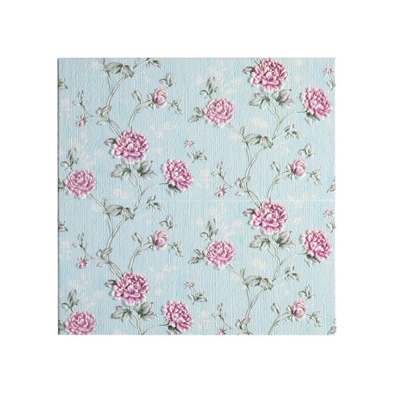Sikunuo | Modern Wall Panel 3D Floral Print Peel and Stick Waterproof Wall Covering