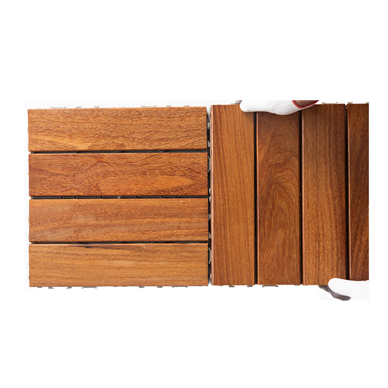 Sikunuo | 4-Slat Wood Deck/Patio Floor Tiles Interlocking Installation Floor Tiles
