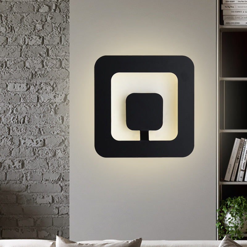 Sikunuo | Minimalistic square wall lamp fixture made of iron 7"/9" wide LED bedroom wall lighting ideas in black