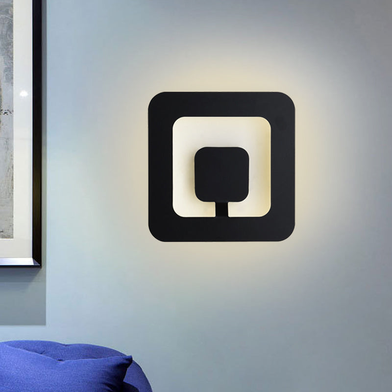 Sikunuo | Minimalistic square wall lamp fixture made of iron 7"/9" wide LED bedroom wall lighting ideas in black