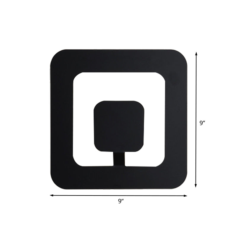 Sikunuo | Minimalistic square wall lamp fixture made of iron 7"/9" wide LED bedroom wall lighting ideas in black