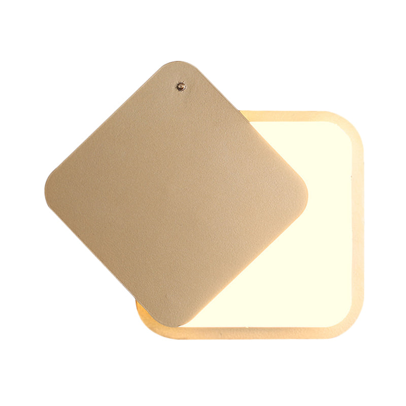 Sikunuo | Gold Finish Square Wall Lighting Modernism LED Metal Wall Lamp with Rotatable Design