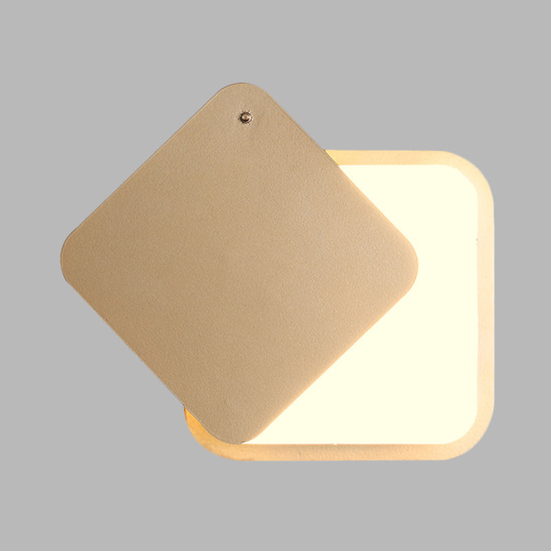 Sikunuo | Gold Finish Square Wall Lighting Modernism LED Metal Wall Lamp with Rotatable Design
