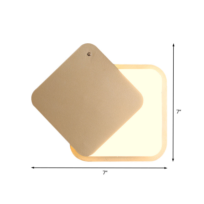 Sikunuo | Gold Finish Square Wall Lighting Modernism LED Metal Wall Lamp with Rotatable Design
