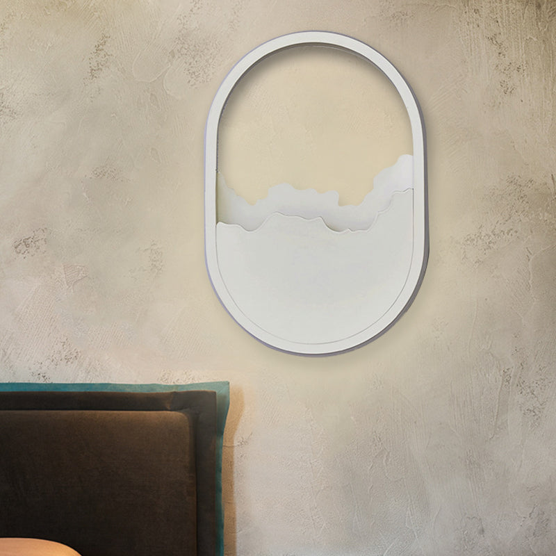 Sikunuo | Aluminium Oval Wall Lamp Light Modern LED White Wall Lamp with Cracked Design in Warm/White/Natural Light