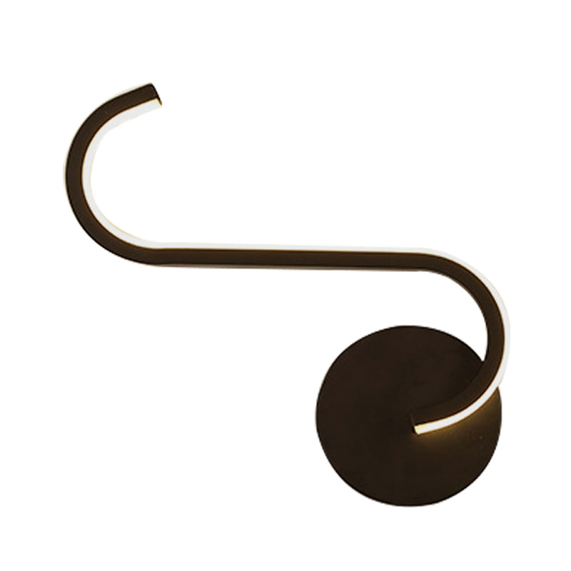 Sikunuo | Hook-shaped Metal Wall Light Simple LED Black Wall Lamp in Warm/White Light for the Living Room