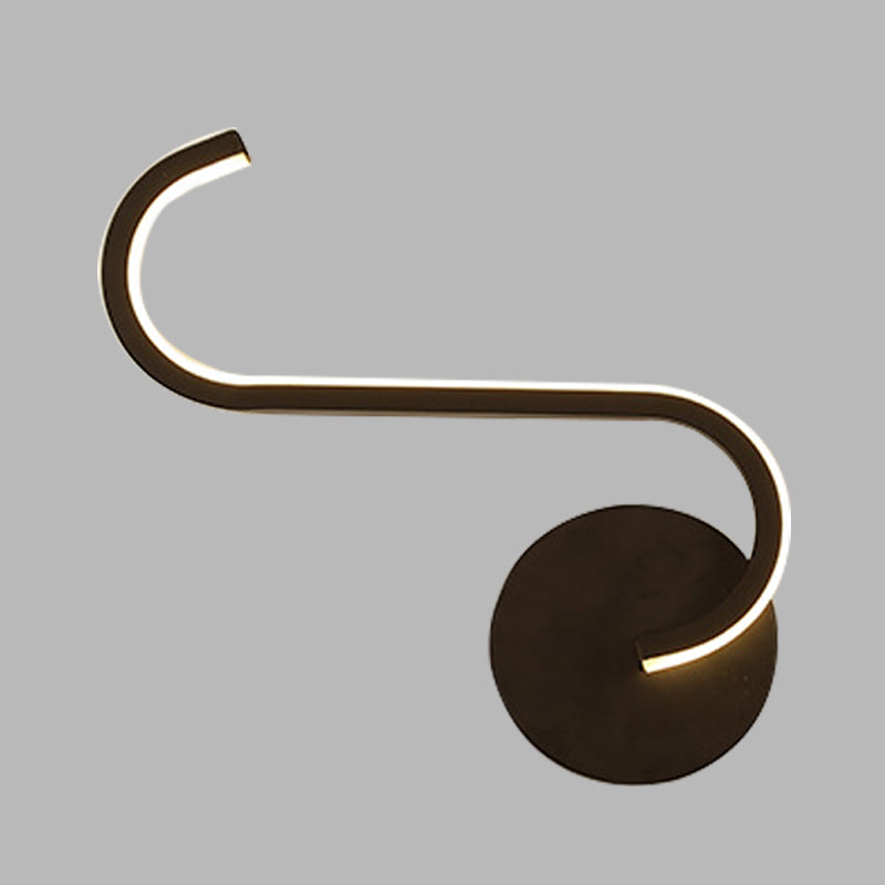 Sikunuo | Hook-shaped Metal Wall Light Simple LED Black Wall Lamp in Warm/White Light for the Living Room