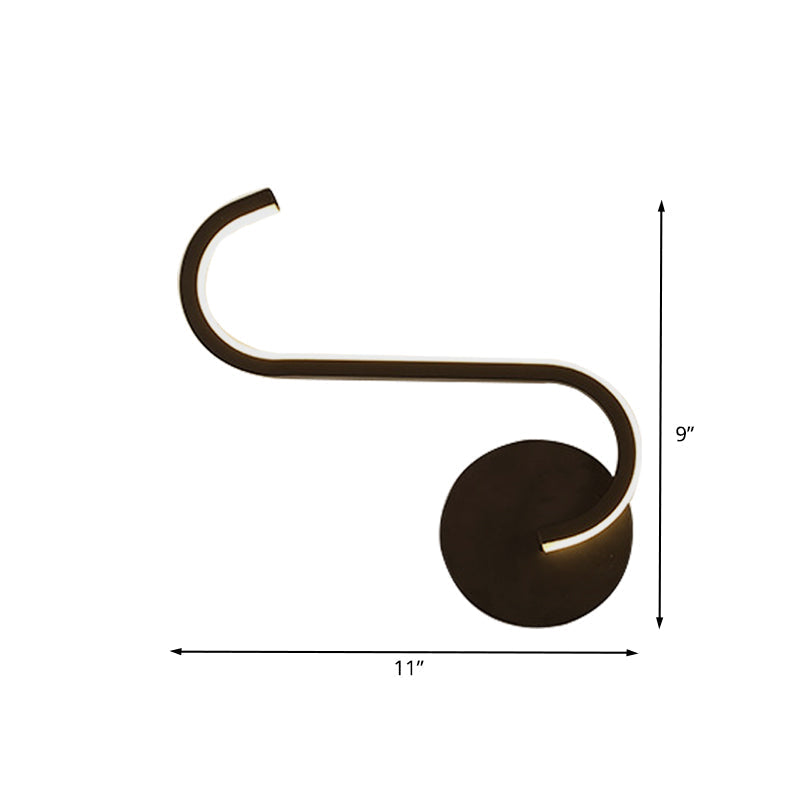 Sikunuo | Hook-shaped Metal Wall Light Simple LED Black Wall Lamp in Warm/White Light for the Living Room