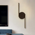 Sikunuo | Double Line Wall Lighting Modern Iron LED Black Wall Mounted Light with Circular Wall Plate in Warm/White Light