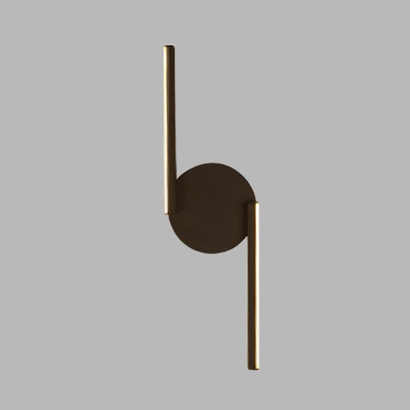 Sikunuo | Double Line Wall Lighting Modern Iron LED Black Wall Mounted Light with Circular Wall Plate in Warm/White Light