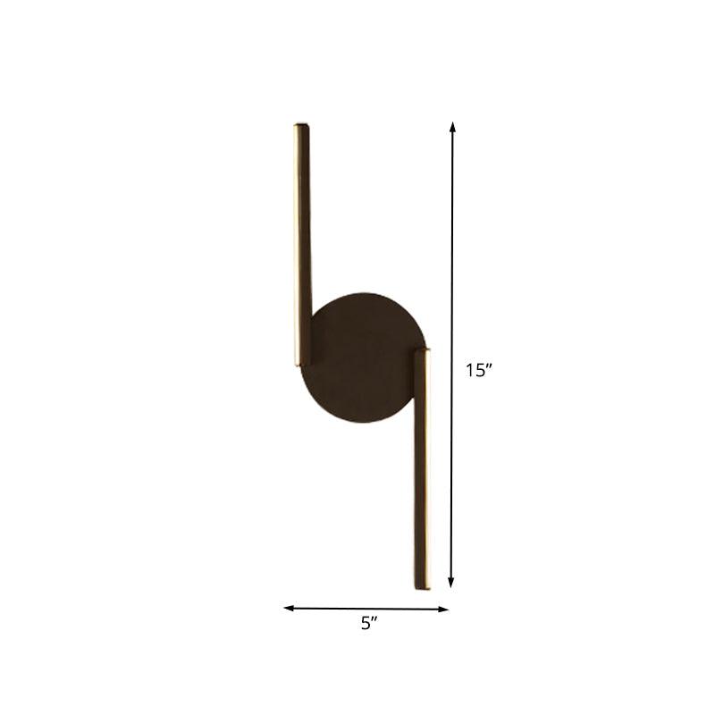 Sikunuo | Double Line Wall Lighting Modern Iron LED Black Wall Mounted Light with Circular Wall Plate in Warm/White Light