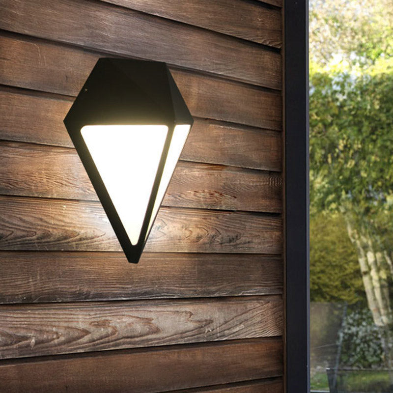 Sikunuo | Modernist Diamond Wall Light Metallic LED Stair Wall Mount Lamp in Black, White/Warm/Natural Light