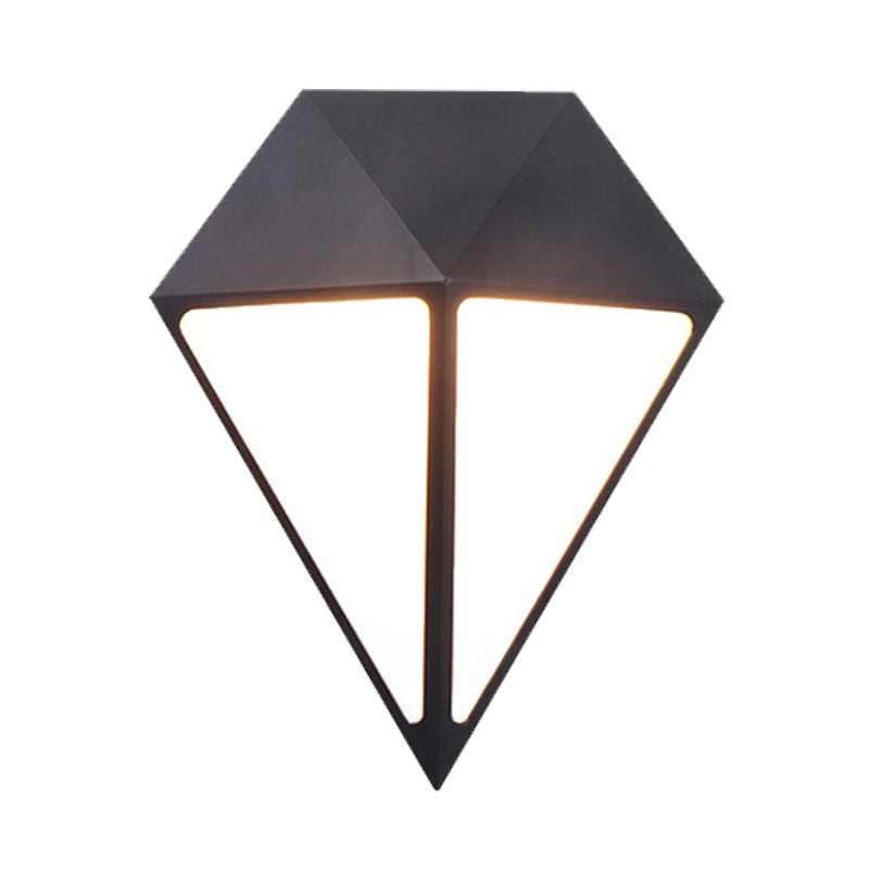 Sikunuo | Modernist Diamond Wall Light Metallic LED Stair Wall Mount Lamp in Black, White/Warm/Natural Light