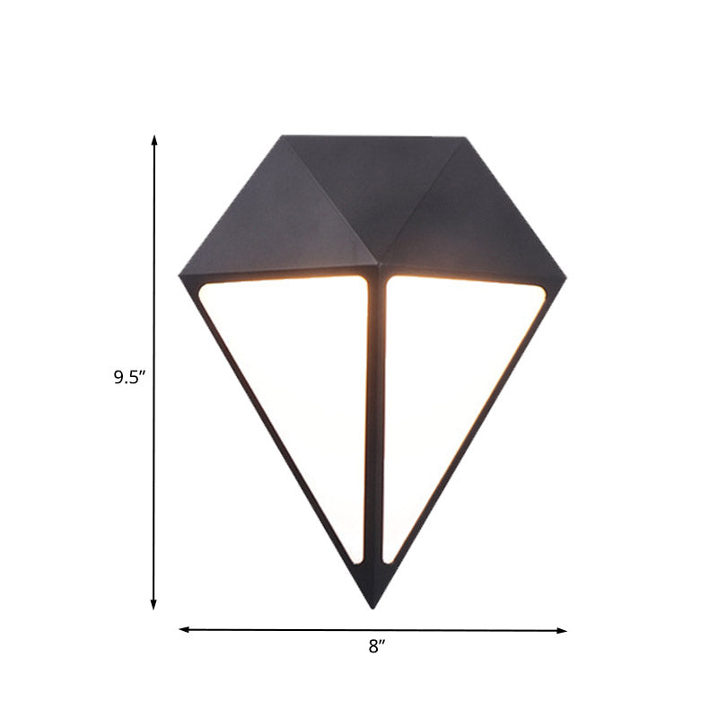 Sikunuo | Modernist Diamond Wall Light Metallic LED Stair Wall Mount Lamp in Black, White/Warm/Natural Light