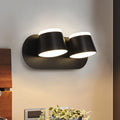 Sikunuo | Black Finish Drum Wall Lamp Modernist 2 Lights Metallic LED Adjustable Wall Mount Fixture