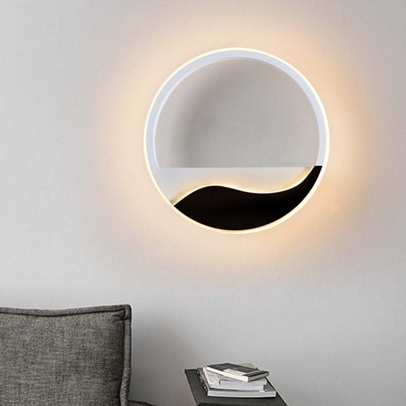 Sikunuo | Acrylic Ring Wall Light Minimalistic White and Black LED Wall Mounted Lamp in White/Warm Light