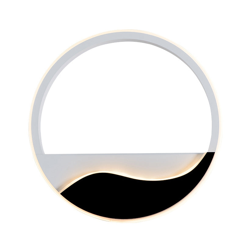 Sikunuo | Acrylic Ring Wall Light Minimalistic White and Black LED Wall Mounted Lamp in White/Warm Light