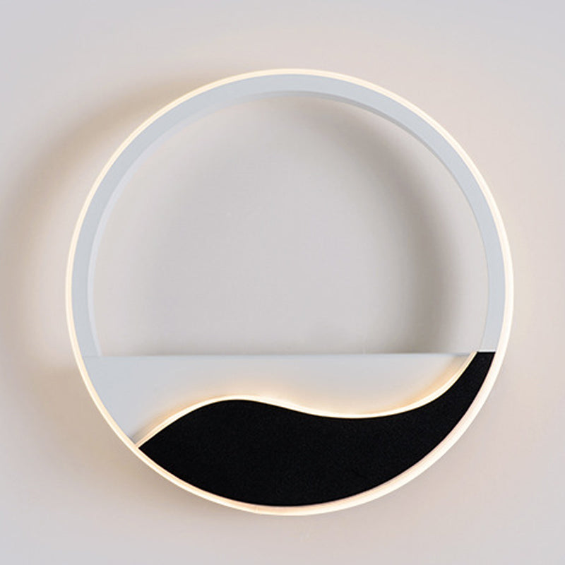Sikunuo | Acrylic Ring Wall Light Minimalistic White and Black LED Wall Mounted Lamp in White/Warm Light