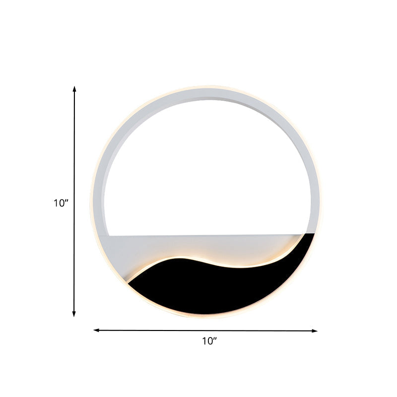 Sikunuo | Acrylic Ring Wall Light Minimalistic White and Black LED Wall Mounted Lamp in White/Warm Light