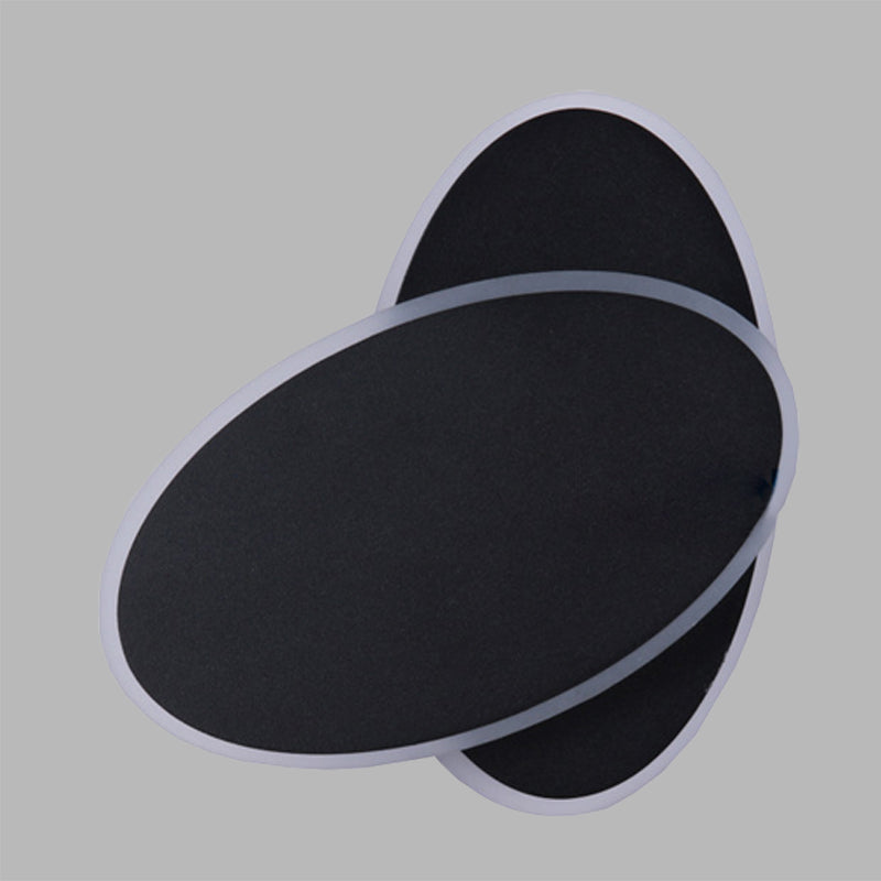 Sikunuo | Modern LED Wall Lamp White/Black Finish Double Oval Wall Light with Acrylic Shade in Warm/White Light
