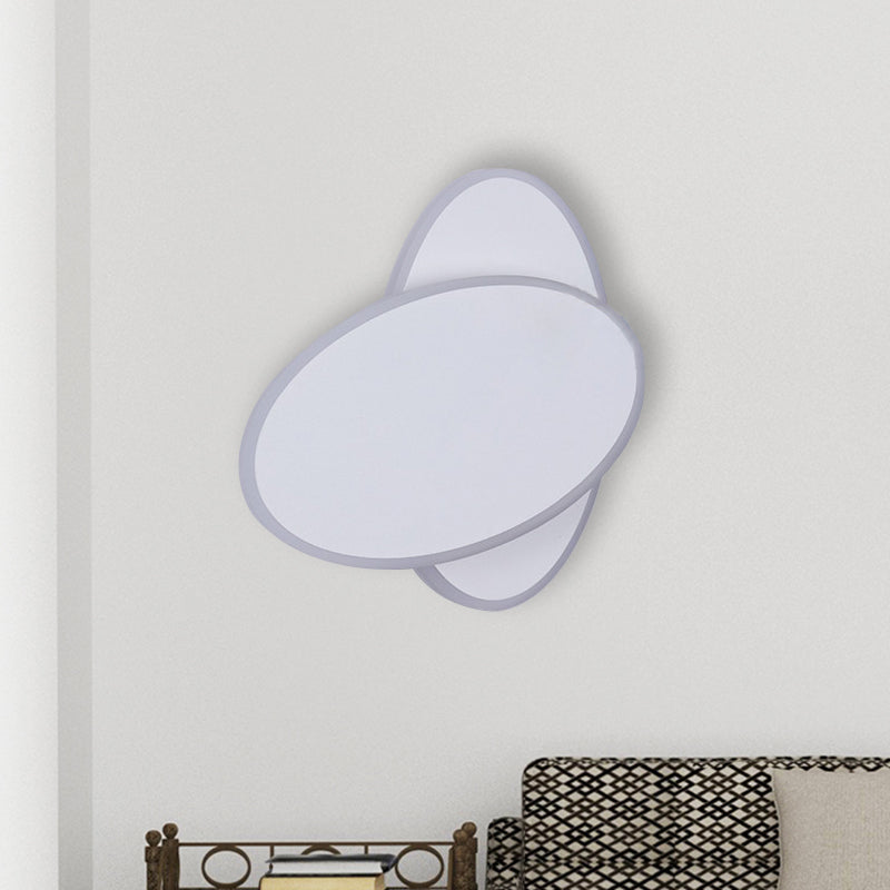 Sikunuo | Modern LED Wall Lamp White/Black Finish Double Oval Wall Light with Acrylic Shade in Warm/White Light