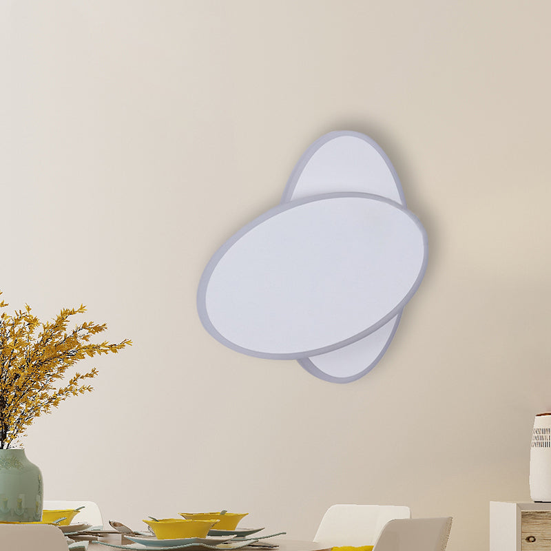 Sikunuo | Modern LED Wall Lamp White/Black Finish Double Oval Wall Light with Acrylic Shade in Warm/White Light