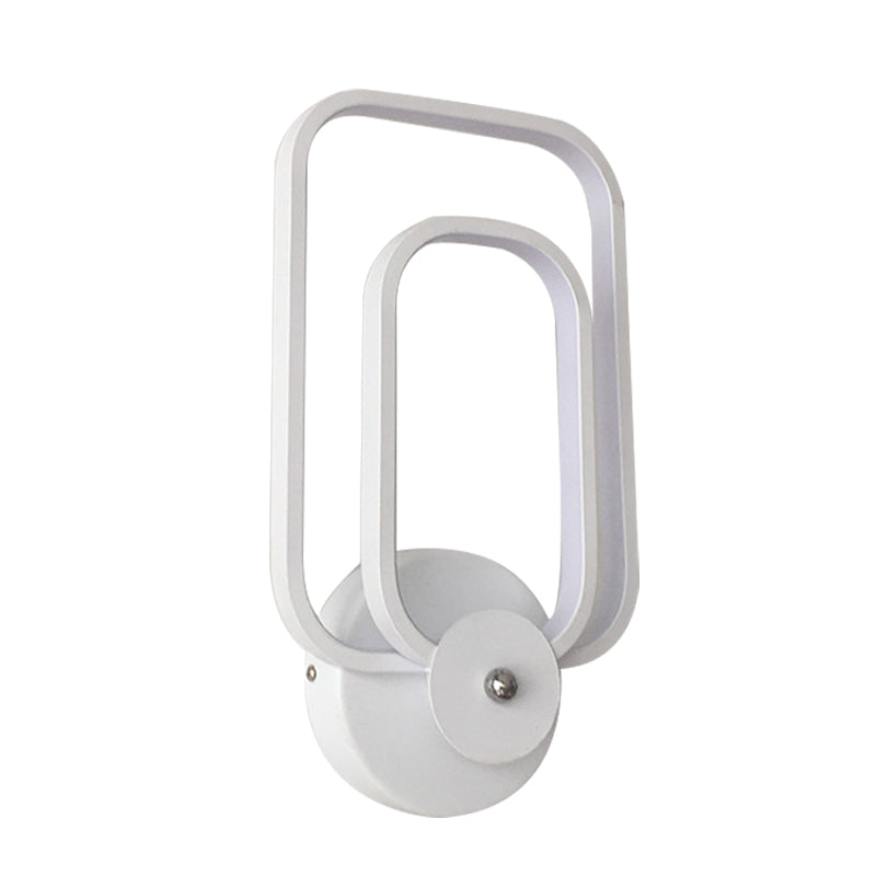 Sikunuo | Rectangular Frame Aluminum Wall Light Minimalist LED White Wall Mount Lighting in Warm/White Light