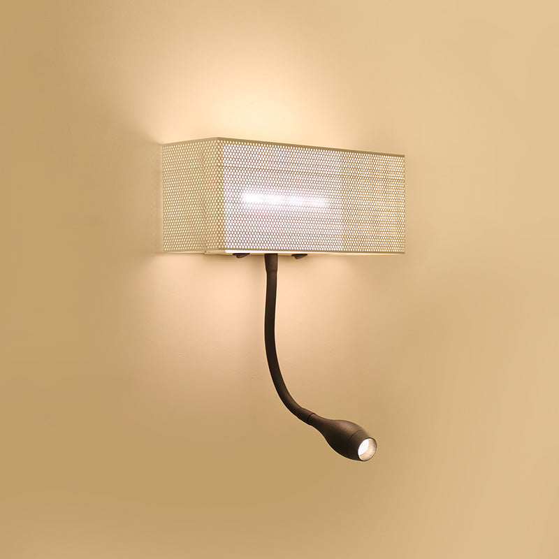 Sikunuo | Metallic Mesh Rectangular Built-in Wall Lamp Modernism LED Wall Light in White with Rotatable Design