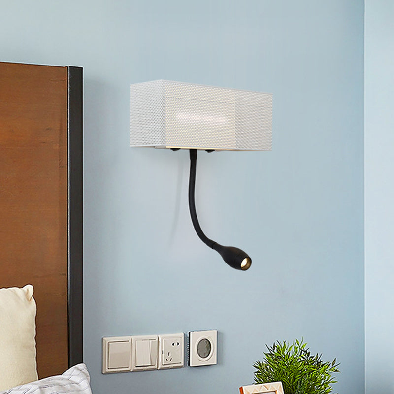 Sikunuo | Metallic Mesh Rectangular Built-in Wall Lamp Modernism LED Wall Light in White with Rotatable Design