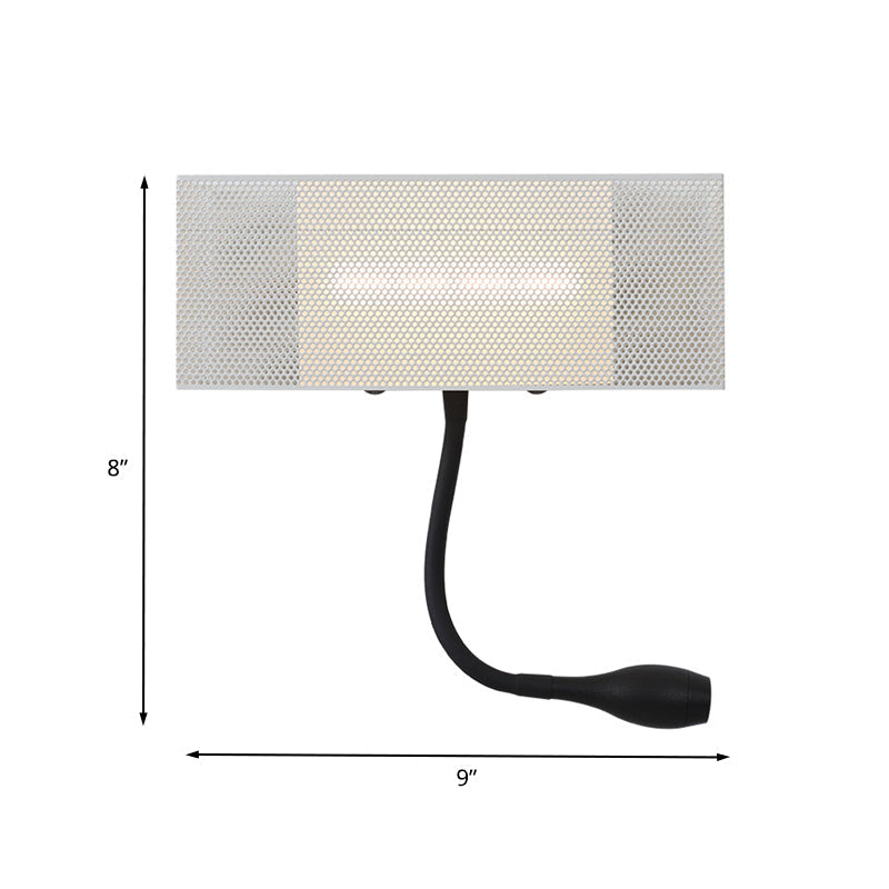 Sikunuo | Metallic Mesh Rectangular Built-in Wall Lamp Modernism LED Wall Light in White with Rotatable Design