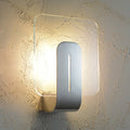 Sikunuo | 1 Head Bathroom Wall Light Modern Silver Finish Wall Mounted Lamp with Square Panel Clear Glass Shade