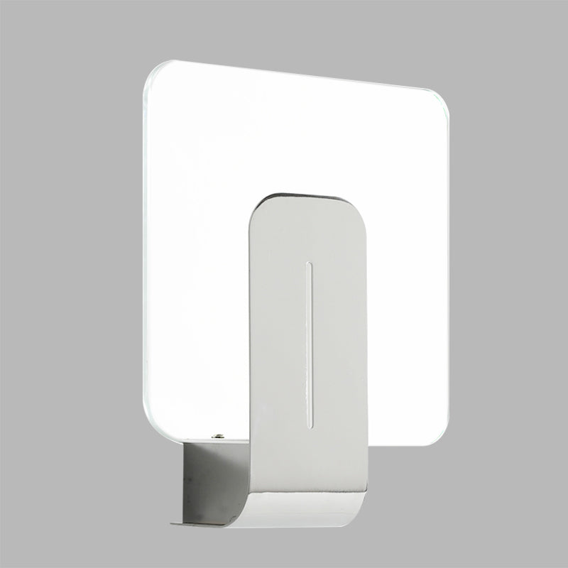 Sikunuo | 1 Head Bathroom Wall Light Modern Silver Finish Wall Mounted Lamp with Square Panel Clear Glass Shade