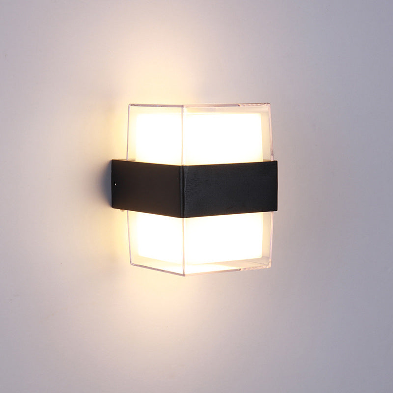 Sikunuo | White and black cube-shaped wall sculpture modern LED acrylic wall lamp in warm/white light for nightstands