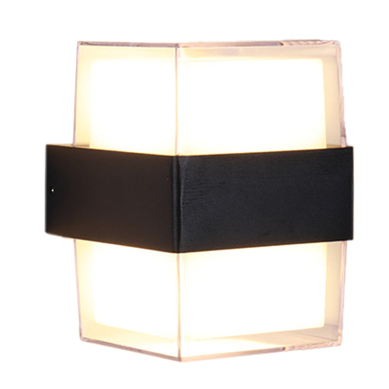 Sikunuo | White and black cube-shaped wall sculpture modern LED acrylic wall lamp in warm/white light for nightstands