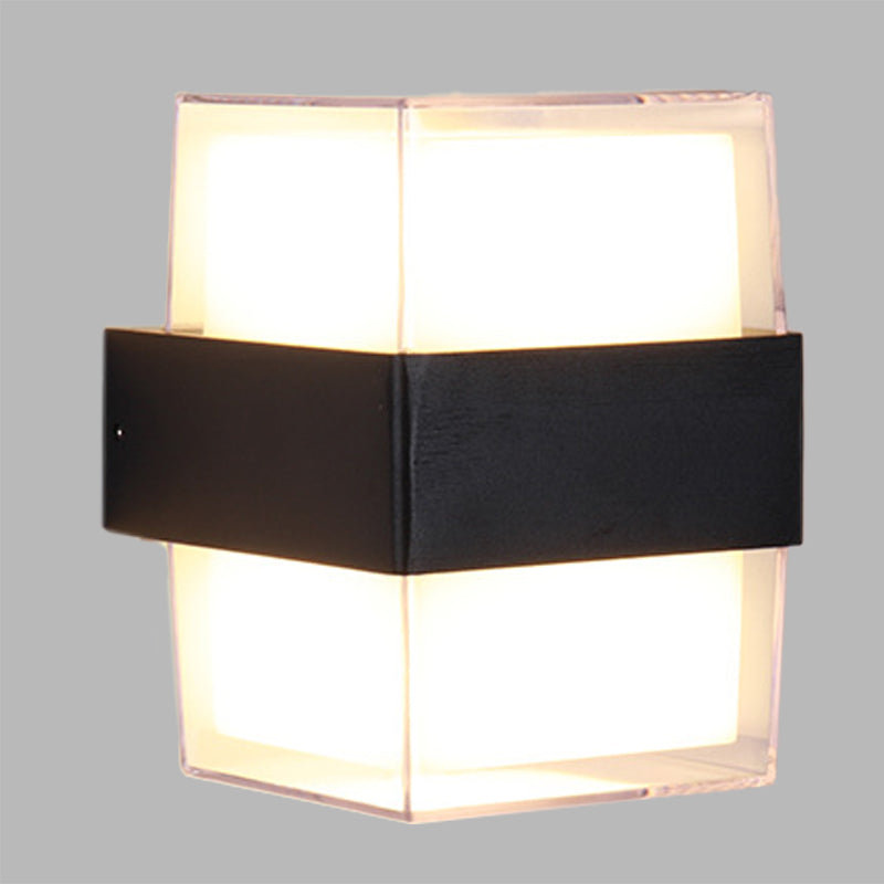 Sikunuo | White and black cube-shaped wall sculpture modern LED acrylic wall lamp in warm/white light for nightstands
