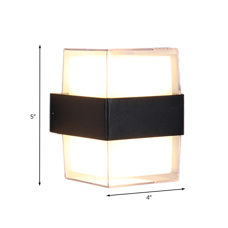 Sikunuo | White and black cube-shaped wall sculpture modern LED acrylic wall lamp in warm/white light for nightstands