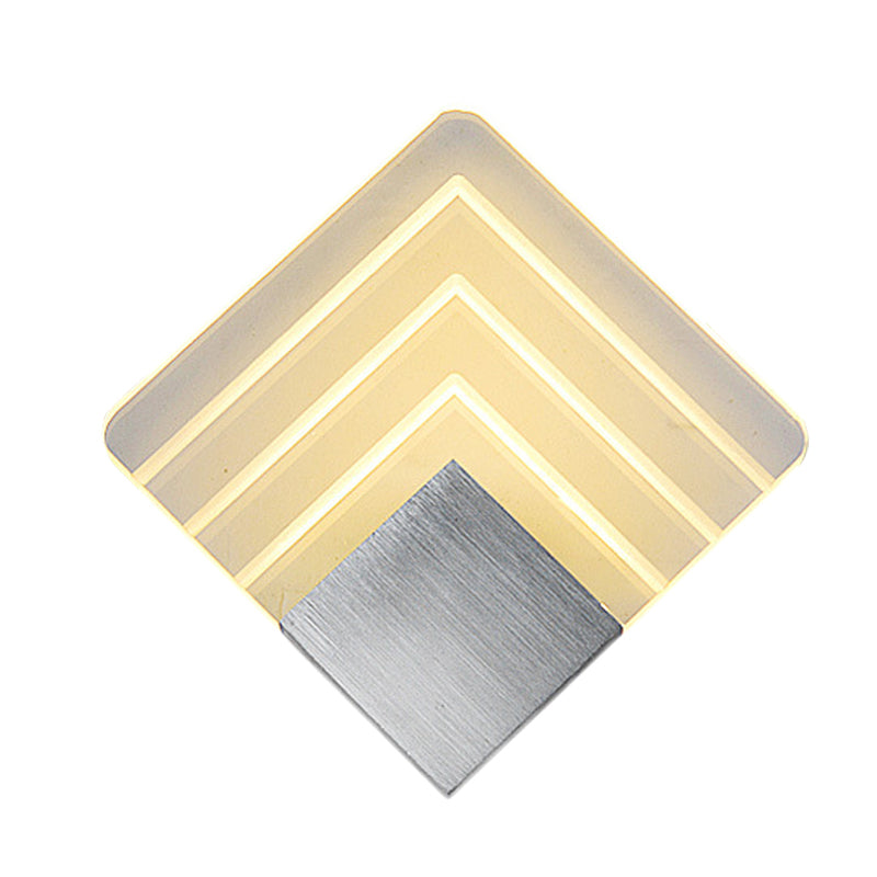 Sikunuo | Modernism Squared Wall Light Metal 5.5"/8" B LED Corner Wall Light in Black/Silver with Acrylic Shade