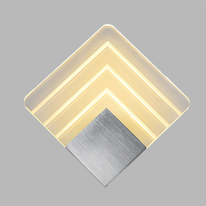 Sikunuo | Modernism Squared Wall Light Metal 5.5"/8" B LED Corner Wall Light in Black/Silver with Acrylic Shade