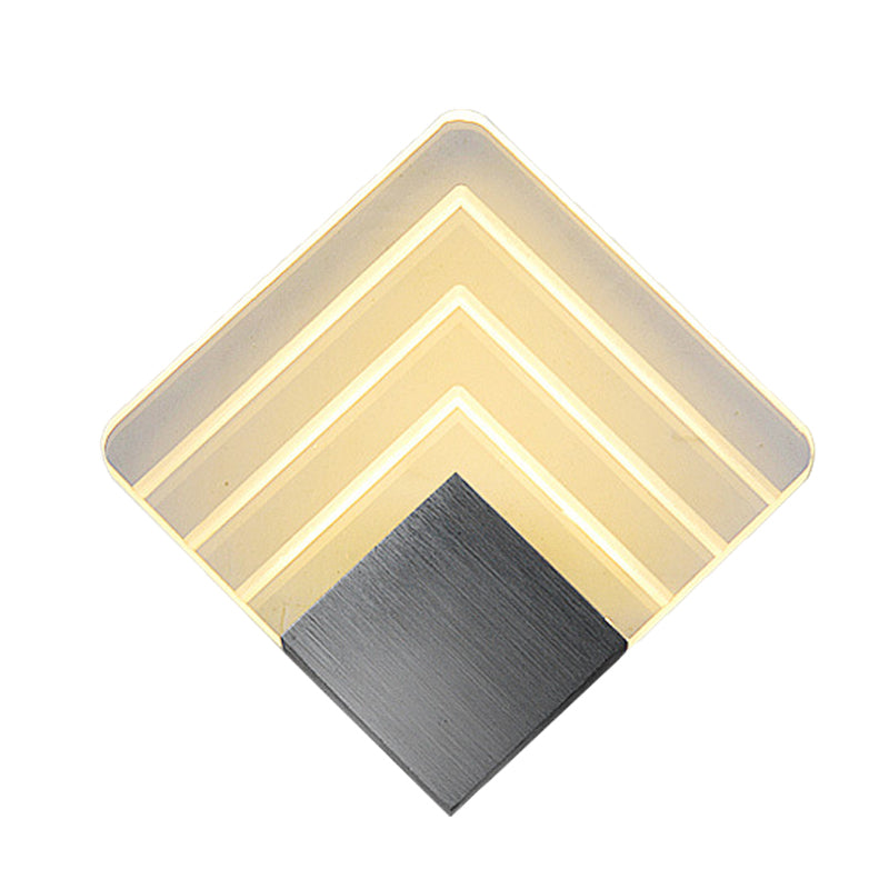 Sikunuo | Modernism Squared Wall Light Metal 5.5"/8" B LED Corner Wall Light in Black/Silver with Acrylic Shade