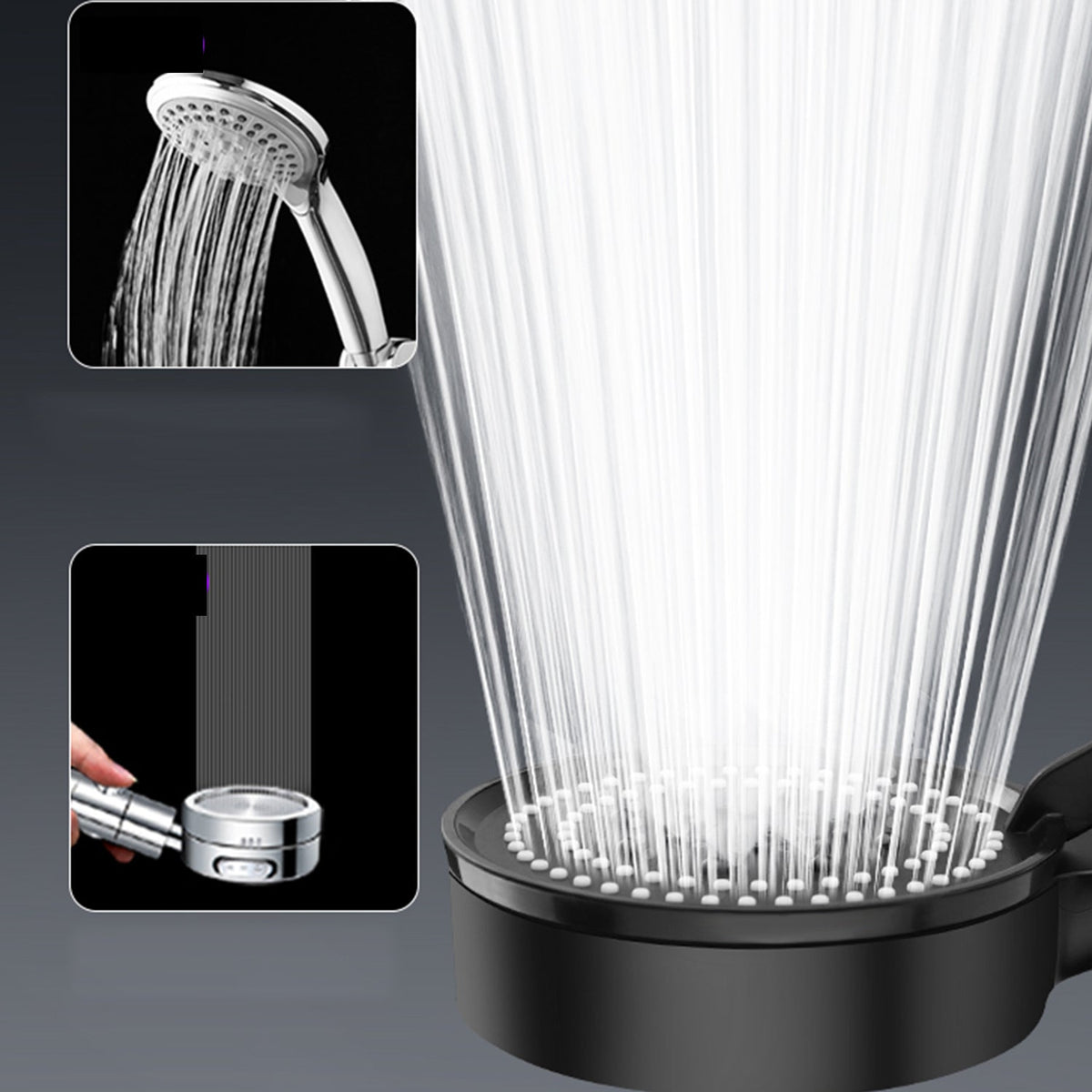 Sikunuo | Round Hand Shower Adjustable Spray Pattern Wall Mounted Shower Head