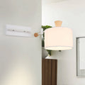Sikunuo | Drum Fabric Wall Light Modern 1 Bulb White Surface Wall Mounted Lamp with Rotatable Arm