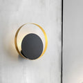 Sikunuo | Metallic Round Wall Light Modernist 1-Head LED Wall Lamp in Black and Gold for the Corner