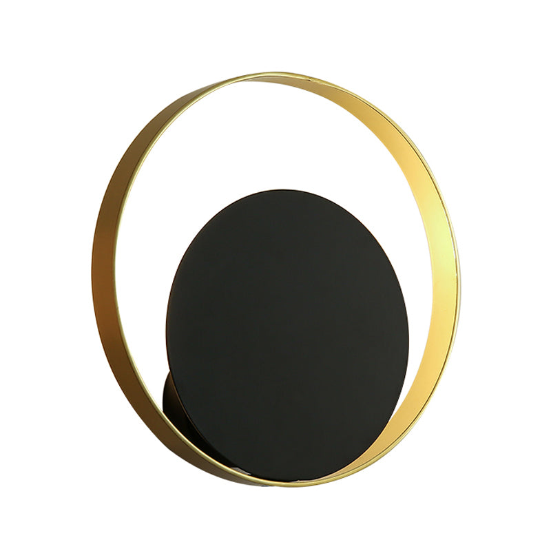 Sikunuo | Metallic Round Wall Light Modernist 1-Head LED Wall Lamp in Black and Gold for the Corner